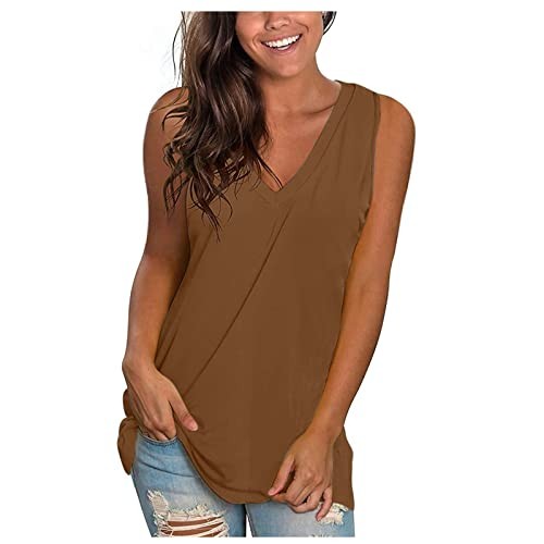 thumbnail image 2 of Camisa sin mangas con cuello en V para mujer para el verano: top informal oversize, poliéster/spandex, moda playera, tallas S-XXXXXL., 2 of 4